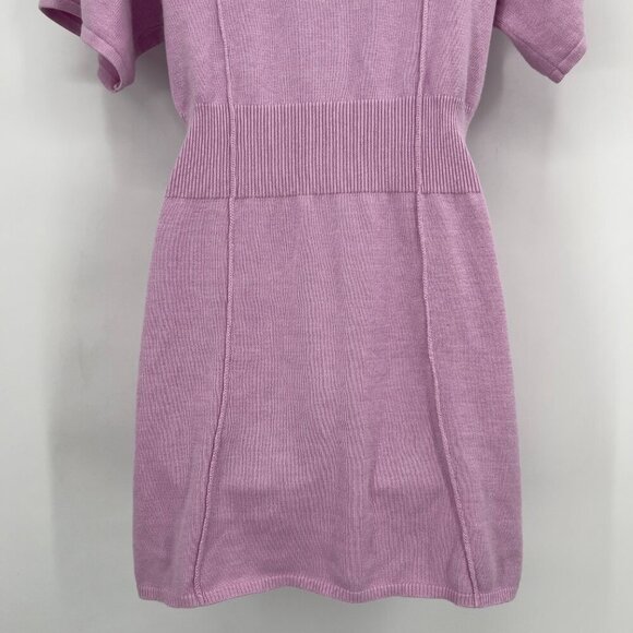 CRUSH Lilac Knit Mini Dress – Collared Button Front | Cotton Silk Cashmere Blend - Picture 6 of 11